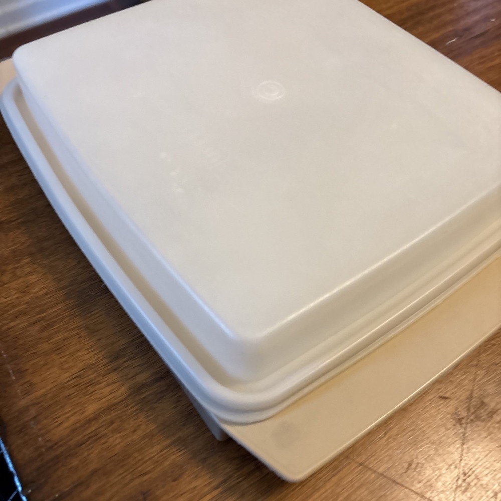 VINTAGE TUPPERWARE TAN DEVILED EGGS KEEPER WITH INSERTS AND LID